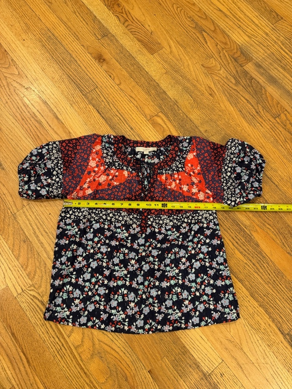 LOFT Petites Navy Blouse with Red Floral Print - Picture 8 of 10